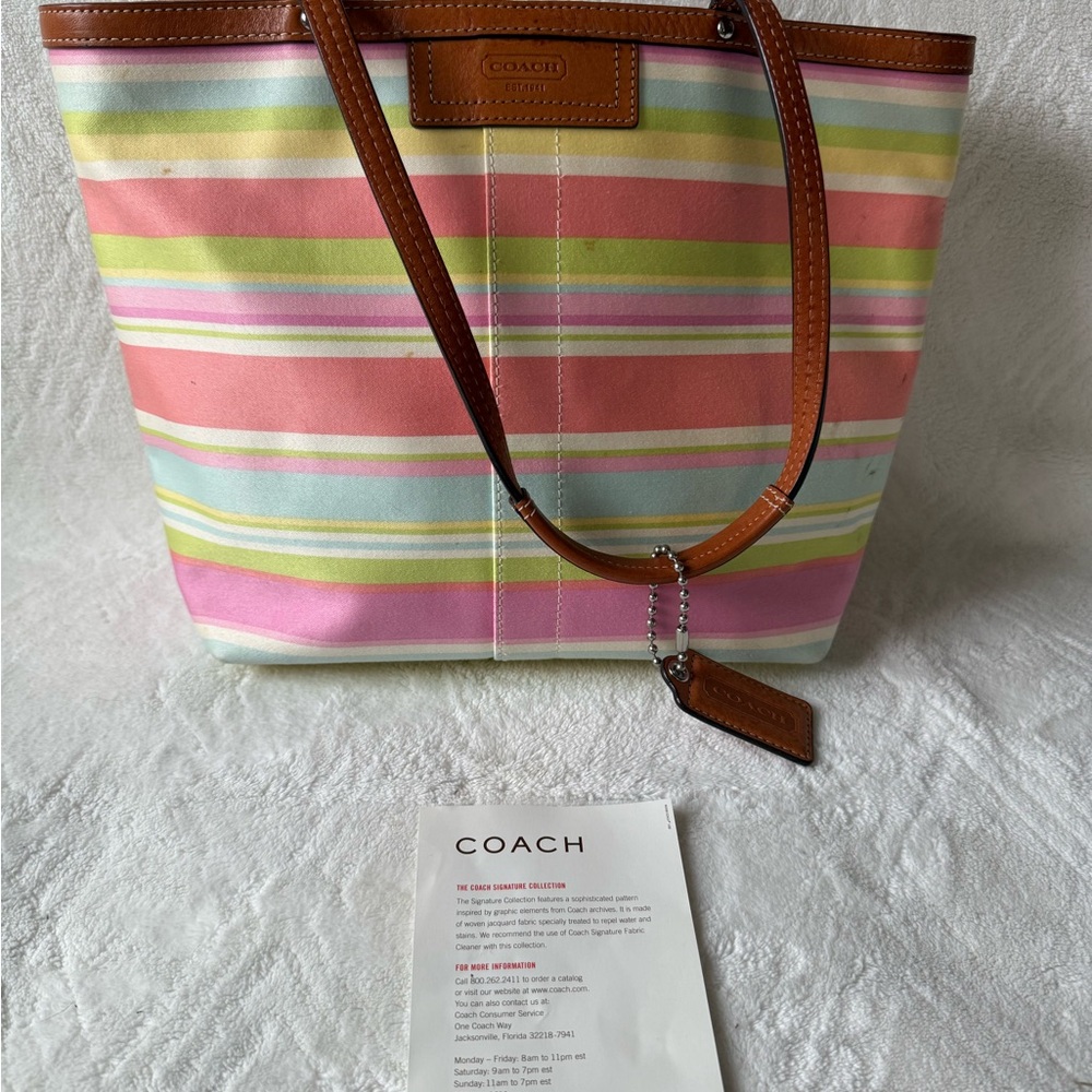 Coach Pastel Striped Tote Bag